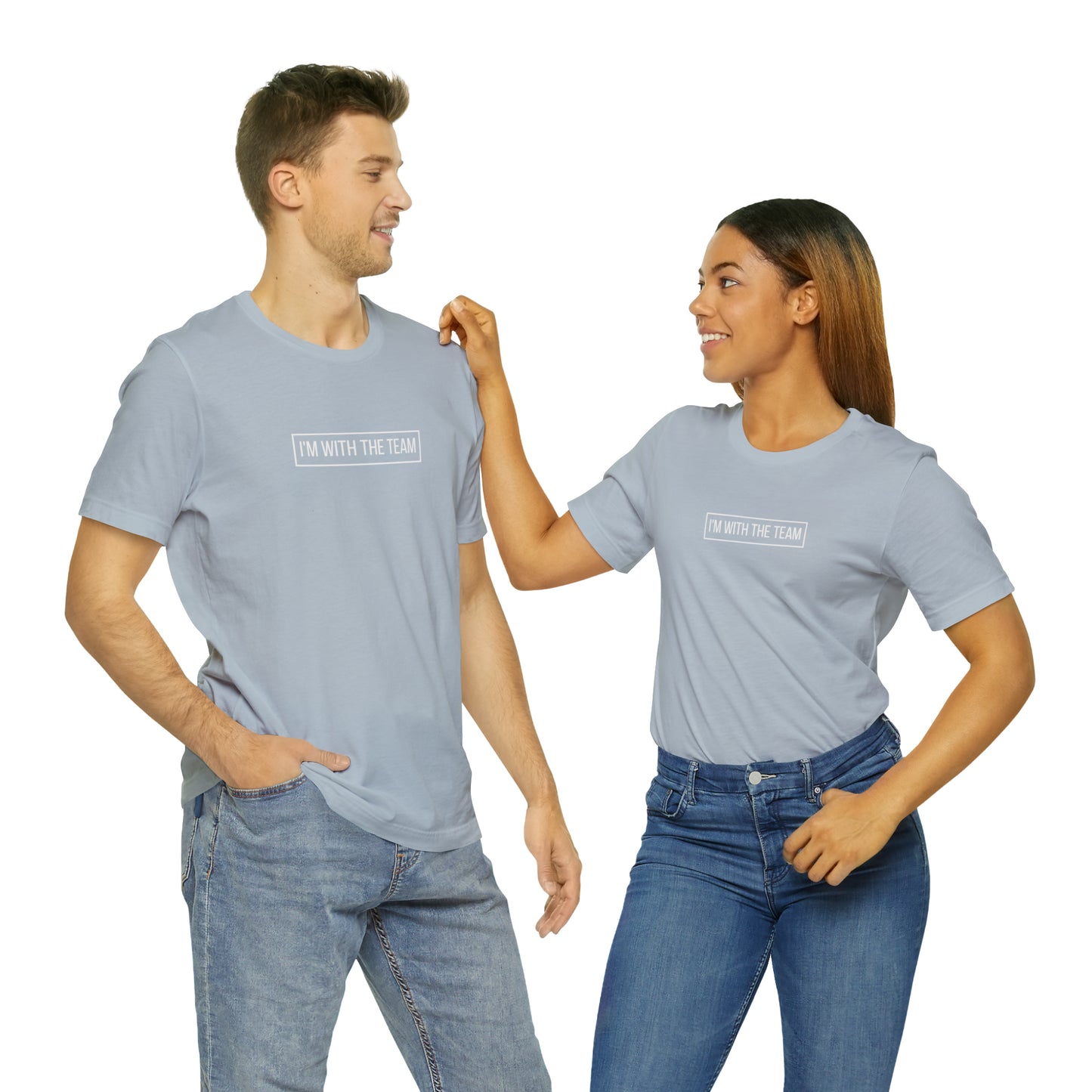 Dynamic Duo Couples Shirts for Team Spirit: 'I'm with the Team' Shirt.