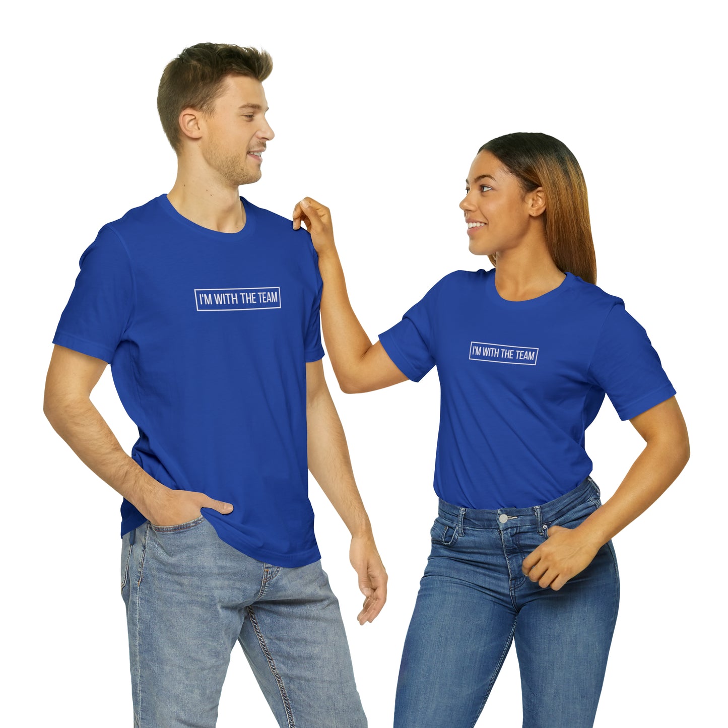 Dynamic Duo Couples Shirts for Team Spirit: 'I'm with the Team' Shirt.