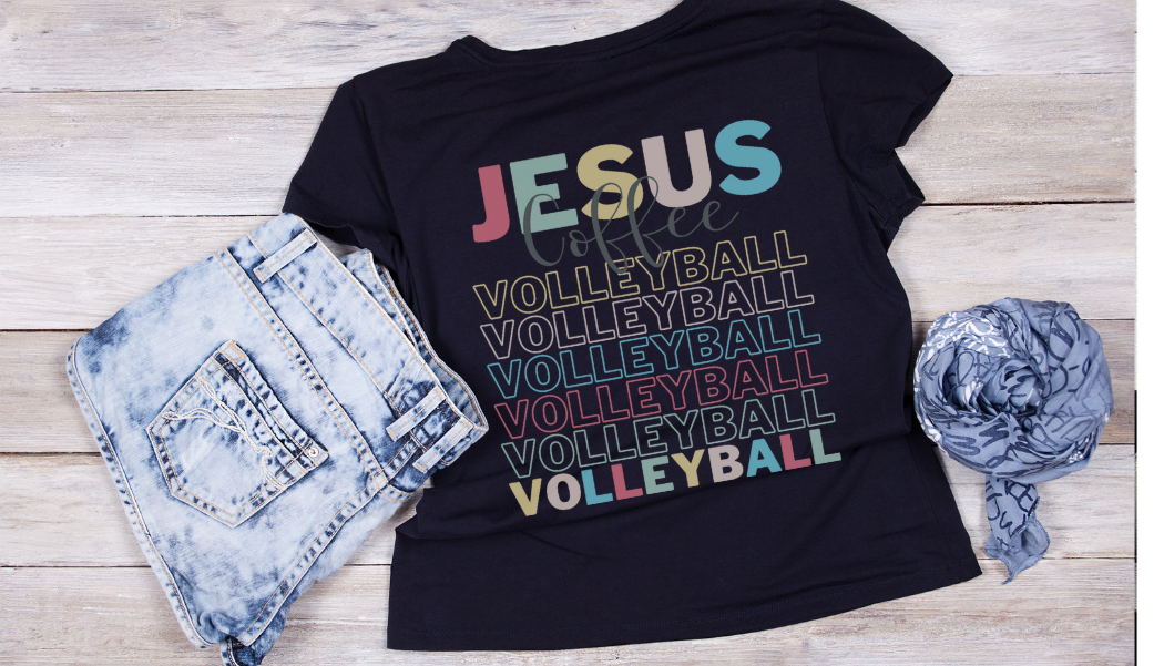 Volleyball T-Shirt | Jesus, Coffee, Volleyball | Faithful Athlete Shirt | Volleyball Apparel | Team Sports Shirt