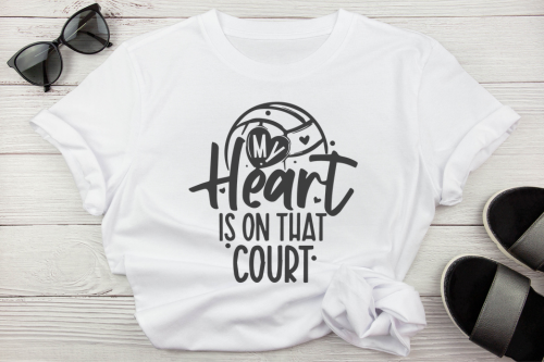 Volleyball T-Shirt | My Heart Is on that Court | Garment-dyed | Love Volleyball | Team Sports Shirt | Volleyball Apparel