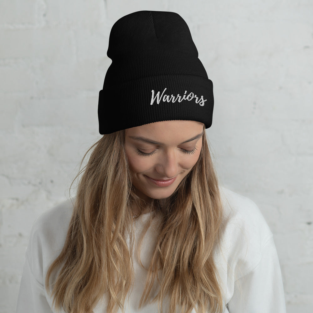 Warrior White Cuffed Beanie