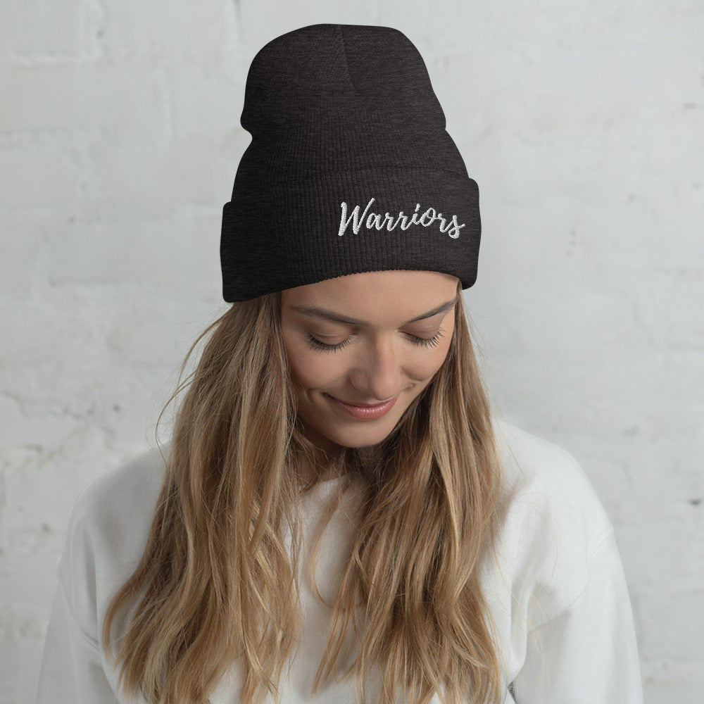 Warrior White Cuffed Beanie