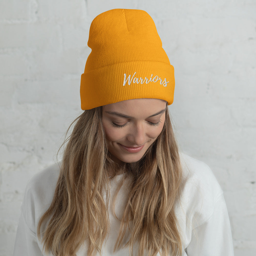 Warrior White Cuffed Beanie