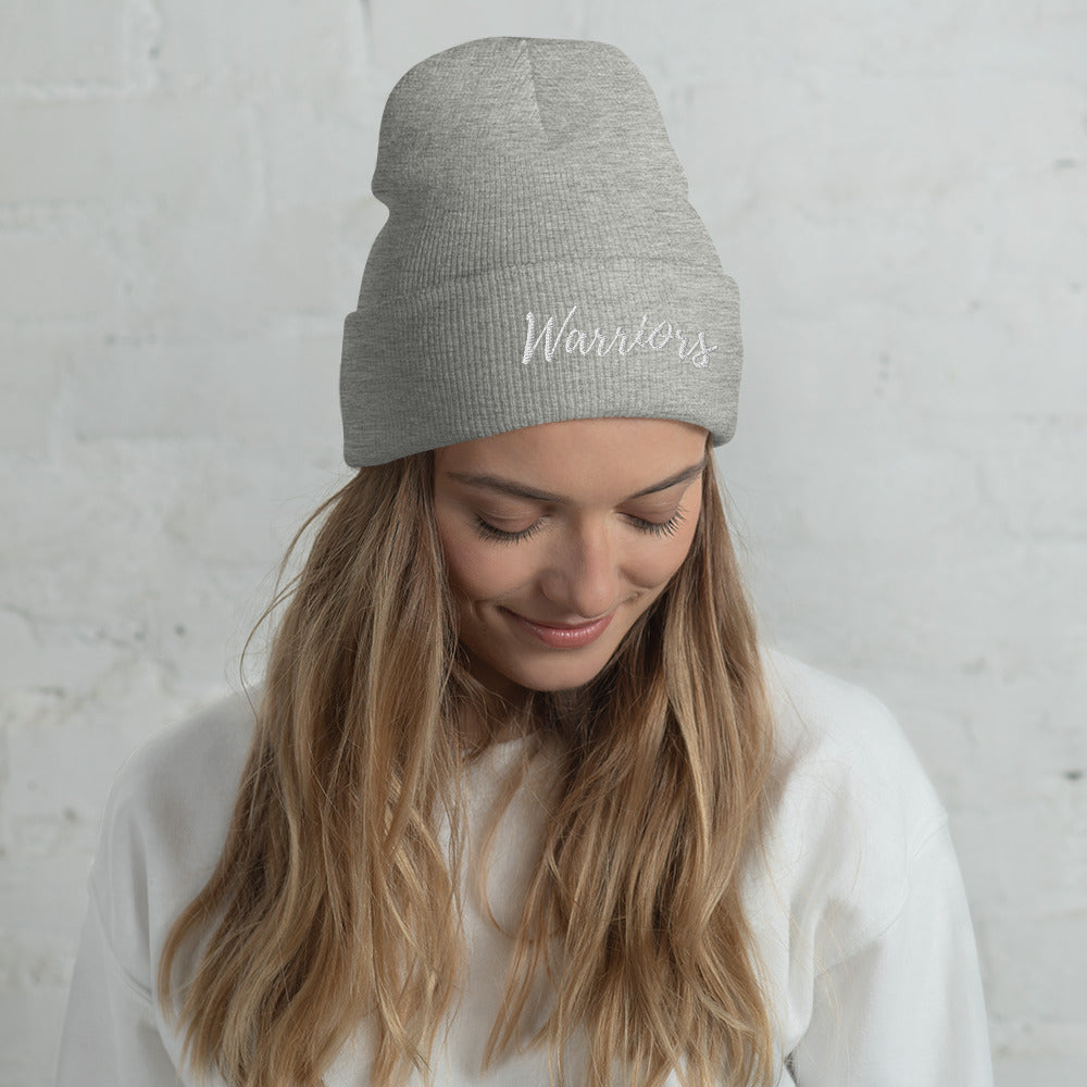 Warrior White Cuffed Beanie