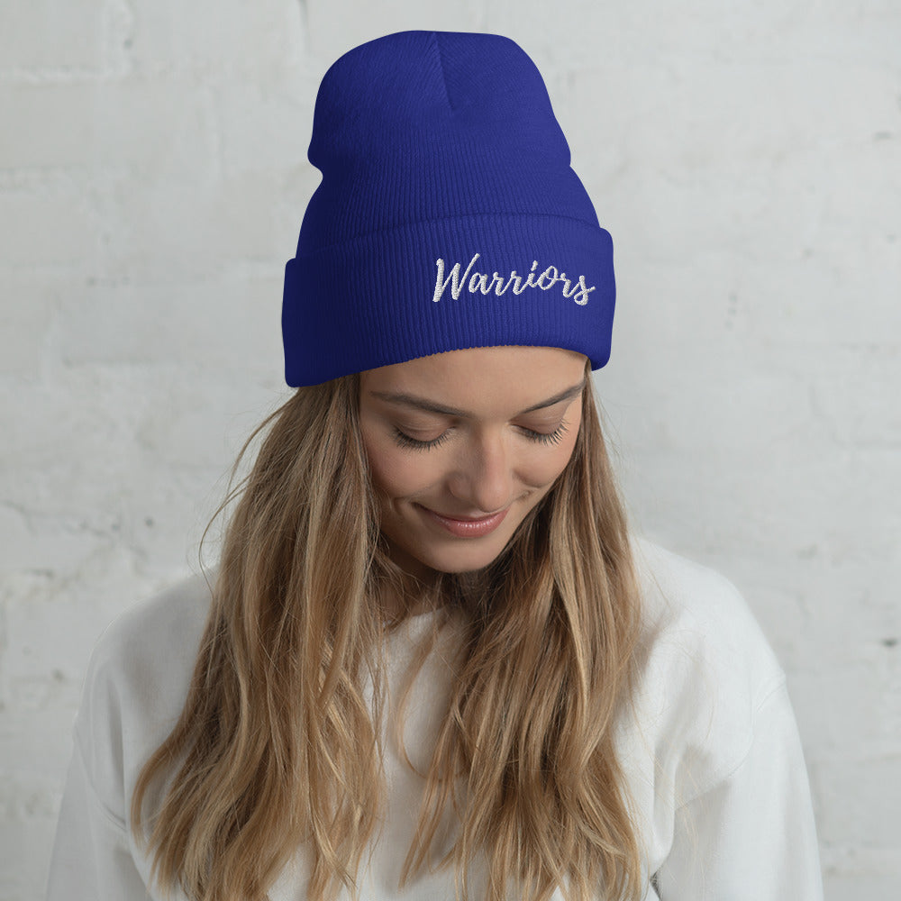 Warrior White Cuffed Beanie